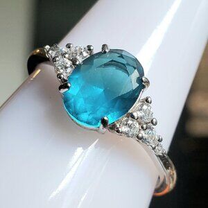 Bomb Party RBP2559 Size 10 Ring Ocean Blue Topaz & White Topaz ORIGINAL OG